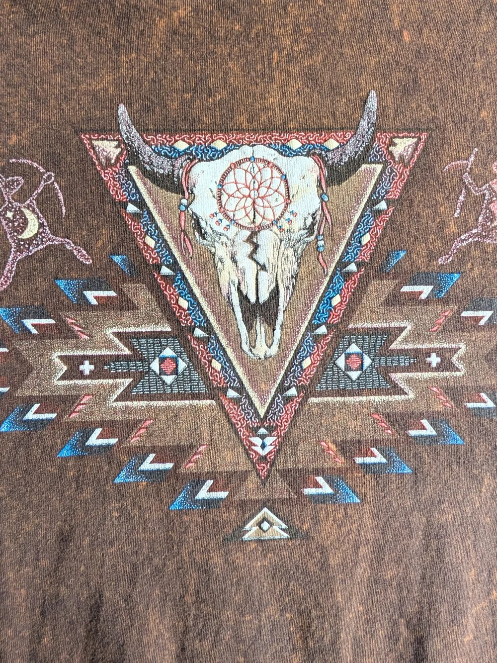 Gildan Brown Short-Sleeve Tee with Southwestern Skull Graphic - Picture 2 of 7